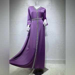 Royal Moroccan Dubai Kaftan Khaliji Abaya  Kuwait Jalabiya Women Dress